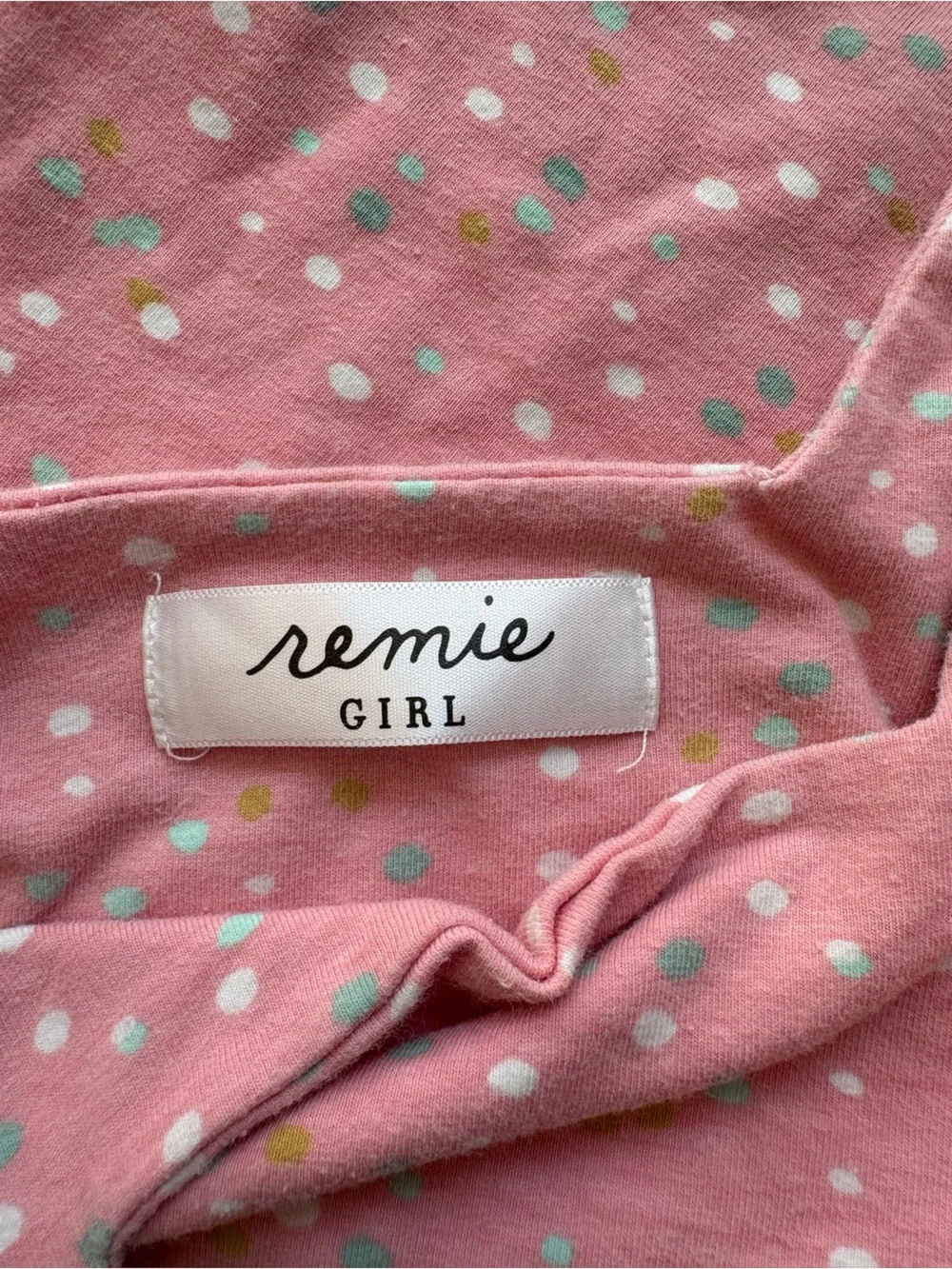 Remie Girl Pink Puff Sleeve Polka Dot Leotard - Size 8